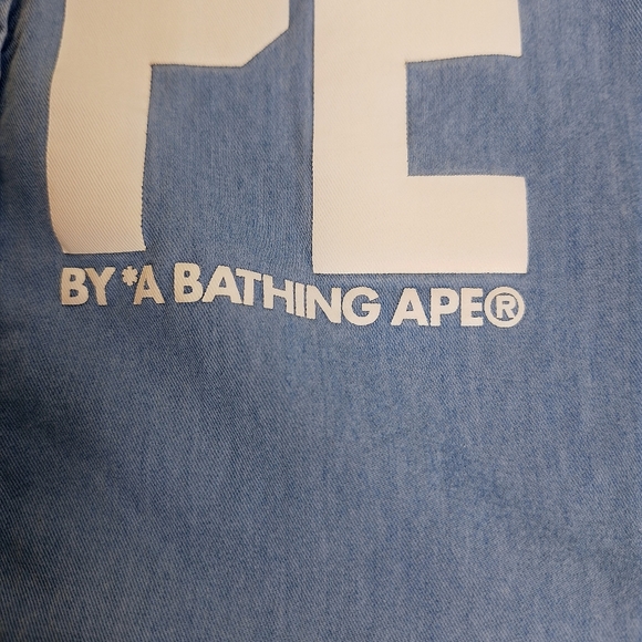 A Bathing Ape Brand " The Chambray Ape" button-down short sleeve shirt size L. - Picture 12 of 13